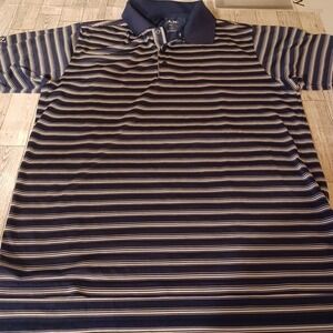 Adidas Polo Shirt Mens Medium Black Striped Climalite Golf Short Sleeves Stretch